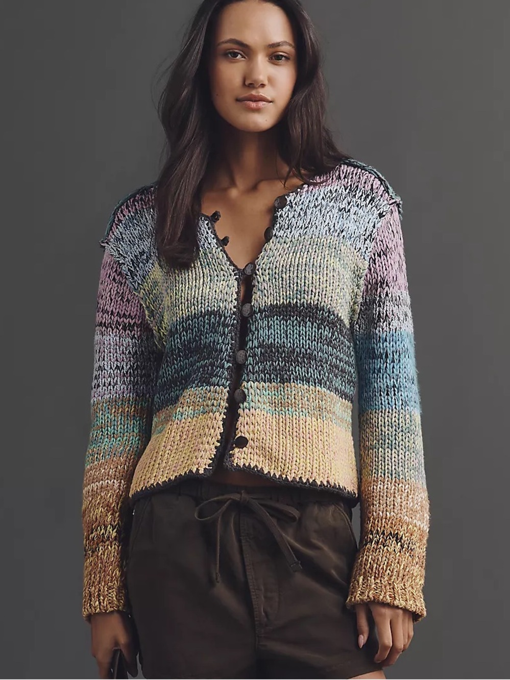 Pilcro Keyhole Long-Sleeve Crew-Neck Sweater